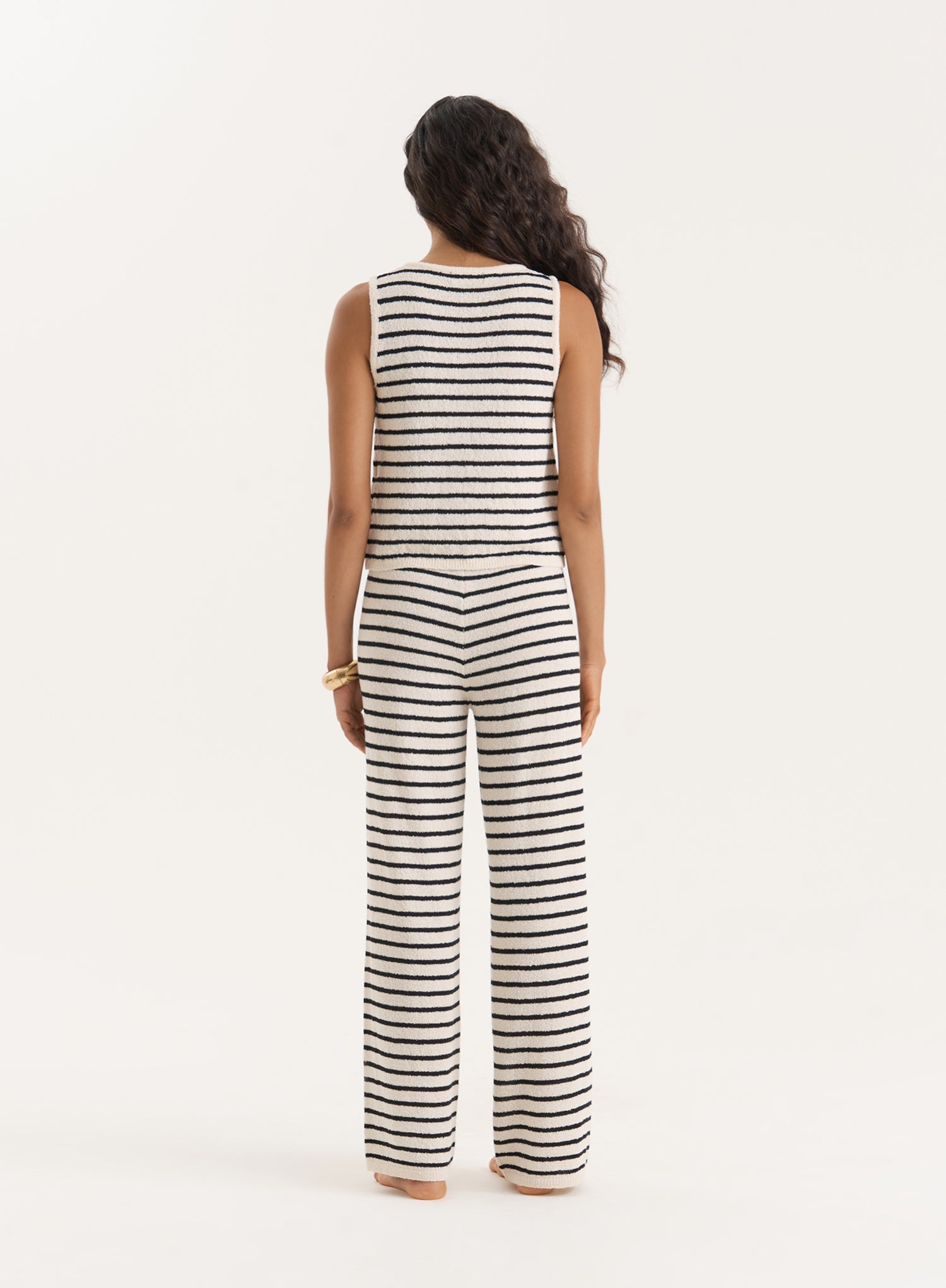 Striped Knitted Wide Leg Trouser